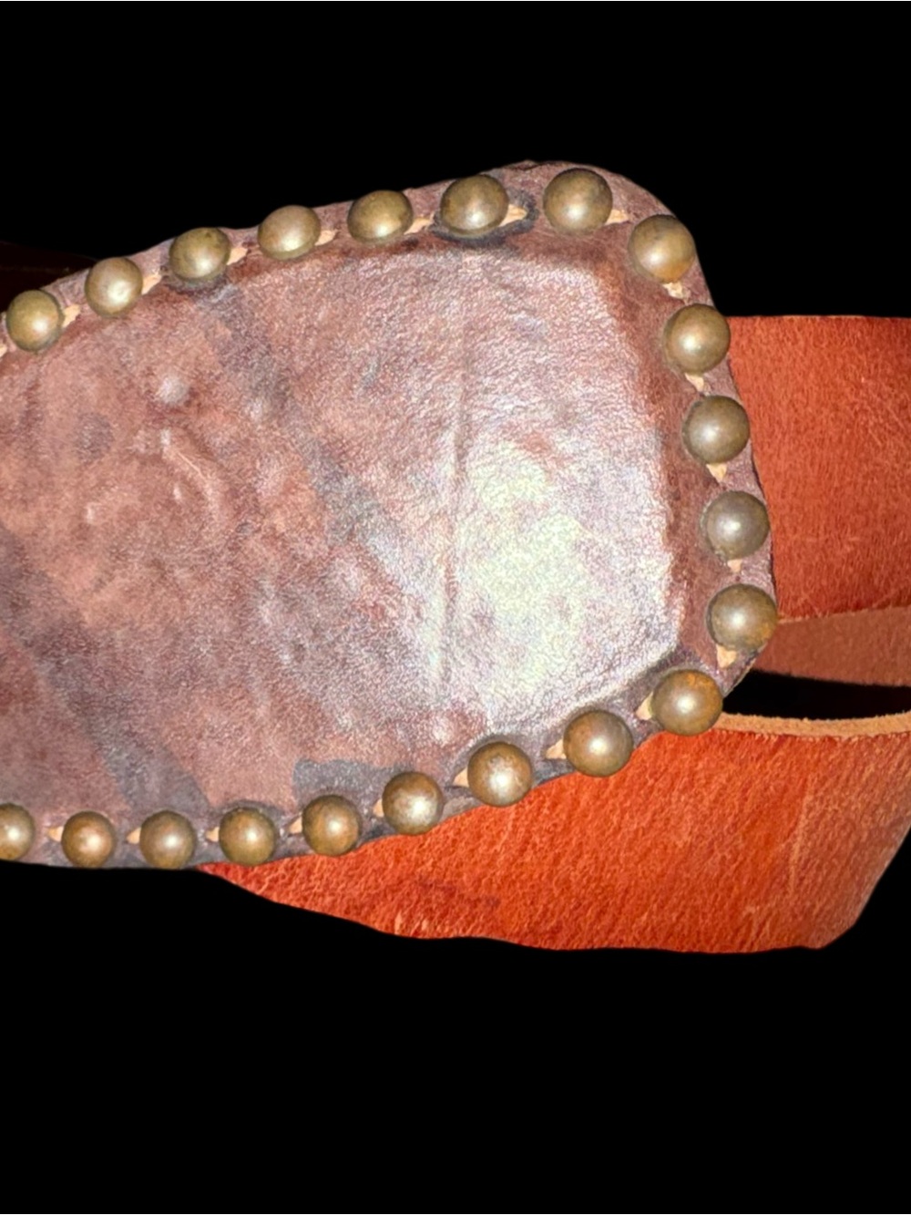 VTG Guess Brown Leather Studded Belt Size 40 Y2K Boho Western Grunge
